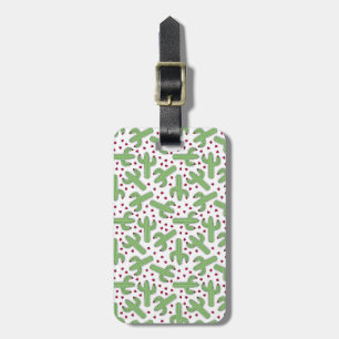 Etiqueta De Bagagem Cacto ilustrado & teste padrão de flores