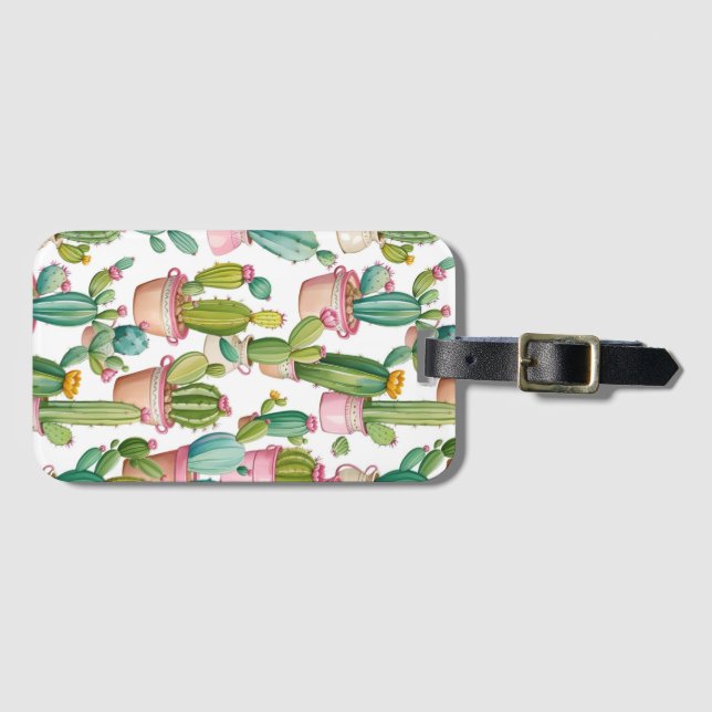 Etiqueta De Bagagem Cactos brilhantes divertidos (Frente Horizontal)