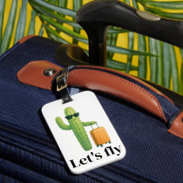 Etiqueta De Bagagem Cactus com uma mala de bagagem