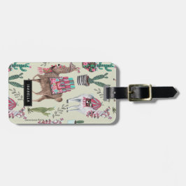 Etiqueta De Bagagem Cactus de Llamas verdes da Moda | Viagem férias