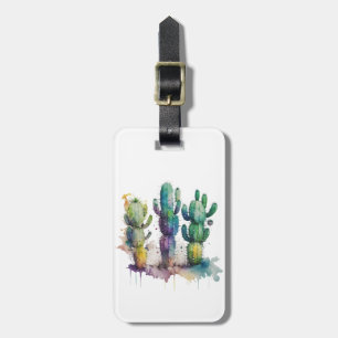 Etiqueta De Bagagem Cactus design com balas coloridas