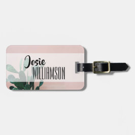 Etiqueta De Bagagem Cactus Rosa Moderno