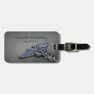 Etiqueta De Bagagem Caduceu Médico Profissional Chrome - Identificador