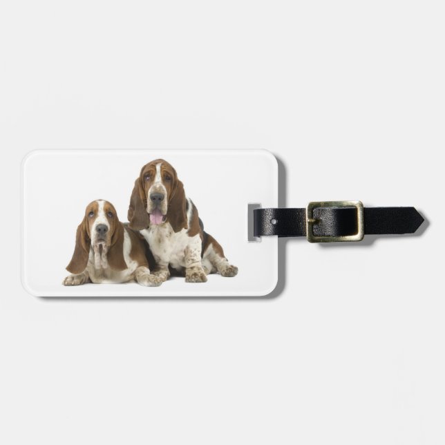 Etiqueta De Bagagem Cães de Basset bonitos (Frente Horizontal)