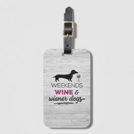 Etiqueta De Bagagem Cães de Vinho e Vinho Fins de Semana