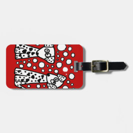 Etiqueta De Bagagem Cães manchados engraçados com corações