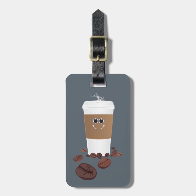 Etiqueta De Bagagem Café Feliz (Frente Vertical)
