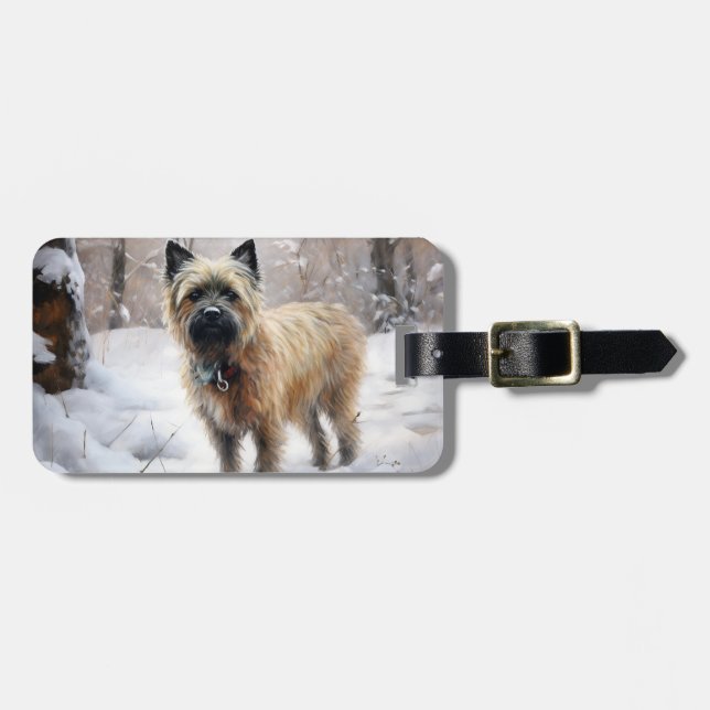 Etiqueta De Bagagem Cairn Terrier Deixe-o nevar no Natal (Frente Horizontal)