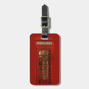 Etiqueta De Bagagem Caixa telefônica vermelha Vintage