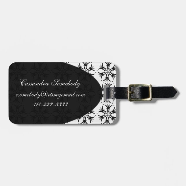 Etiqueta De Bagagem Caleidoscópio preto e Cinza (Frente Horizontal)