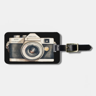 Etiqueta De Bagagem Câmera SLR Ilustrada Fotógrafo Profissional