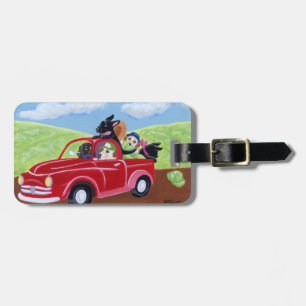 Etiqueta De Bagagem Caminhão vermelho personalizado e Labradors