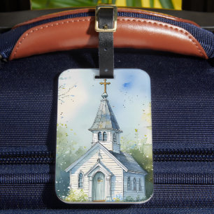 Etiqueta De Bagagem Caminho Rústico da Igreja em Prado de Flores Silve