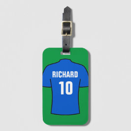 Etiqueta De Bagagem Camisa de futebol em azul