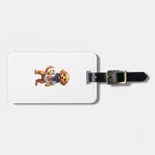Etiqueta De Bagagem Camisa Patriótica Vintage Cachorrinho Dourado Amer