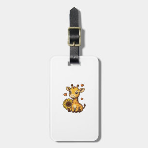Etiqueta De Bagagem Camiseta de Gravura Vintage de Girassol de Girafa