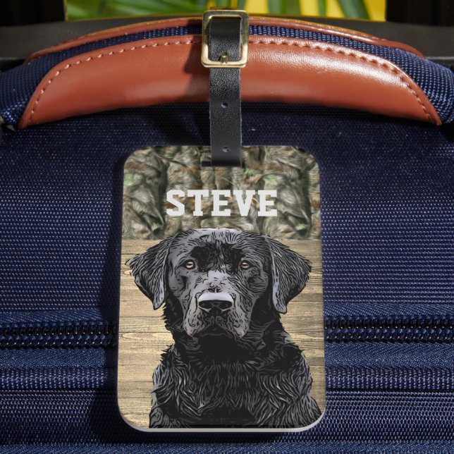 Etiqueta De Bagagem Camo Black Lab Dog Raça Nome Animal (Frente Insitu 2)