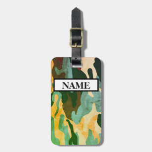 Etiqueta De Bagagem Camouflafe Militar, Marca de Bagagem de Nome Perso