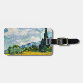 Etiqueta De Bagagem Campo de trigo Van Gogh com ciprestes. Impressioni