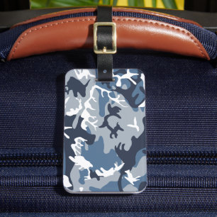 Etiqueta De Bagagem Camuflagem Azul de Neve de Inverno, Militar, Exérc