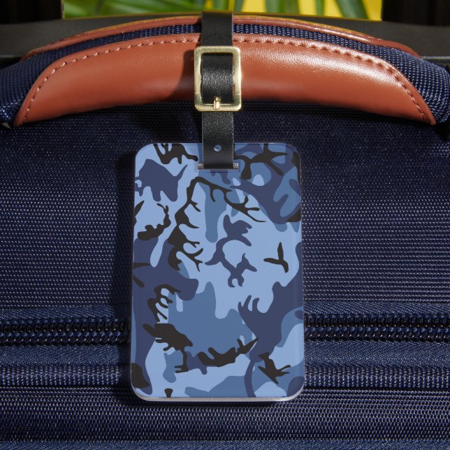 Etiqueta De Bagagem Camuflagem Azul marinho, Militar, Exército (Frente Insitu 2)