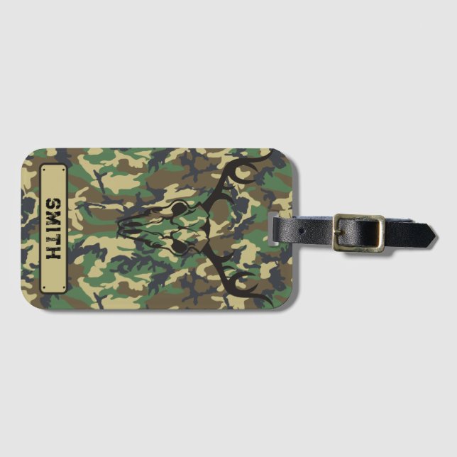 Etiqueta De Bagagem Camuflagem das Terras de Bagagem Personalizadas (Frente Horizontal)