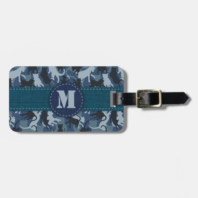 Etiqueta De Bagagem Camuflagem de Marinho de gatos (Frente Horizontal)