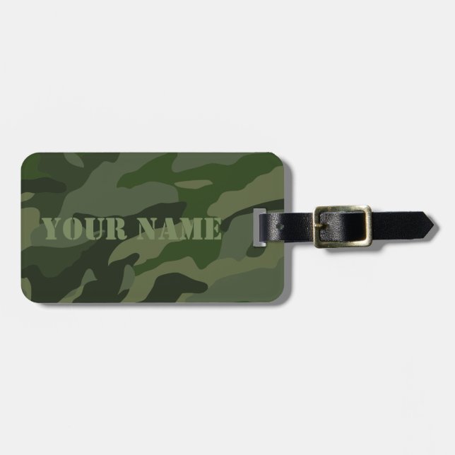Etiqueta De Bagagem Camuflagem Khaki (Frente Horizontal)