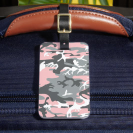Etiqueta De Bagagem Camuflagem rosa e Cinza, Militar, Exército
