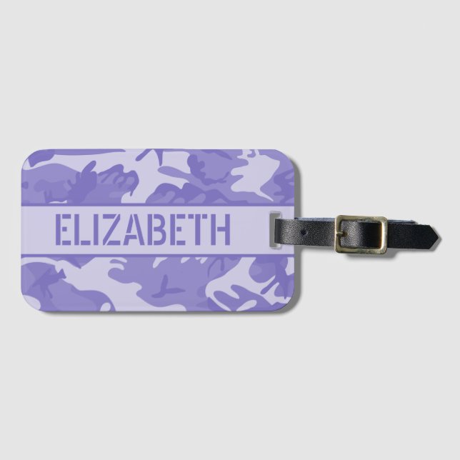 Etiqueta De Bagagem Camuflagem Roxa Personalizada (Frente Horizontal)