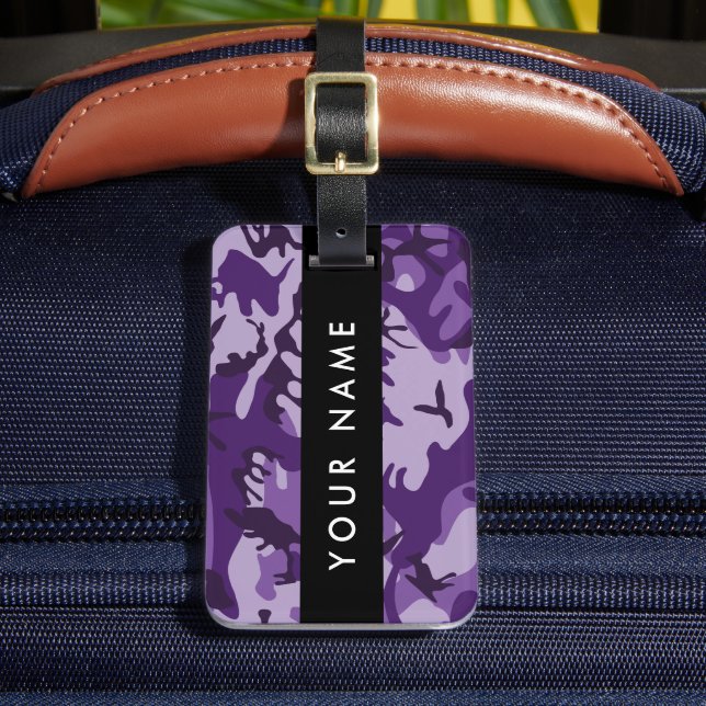 Etiqueta De Bagagem Camuflagem Roxa Seu Nome Personalize (Frente Insitu 2)