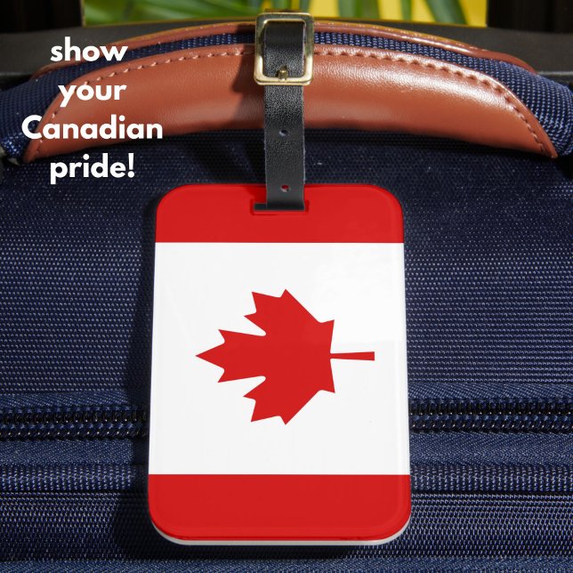 Etiqueta De Bagagem Canadá Flag Maple Leaf Red White Patriotic (Show your Canadian pride with this classic Canada flag luggage tag. Red white and maple leaf forever)