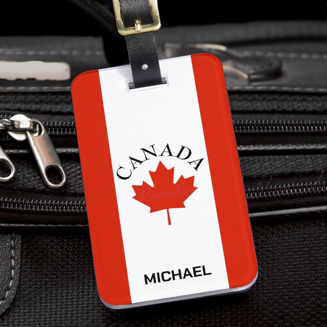 Etiqueta De Bagagem Canadá Red & White Canada Flag (canada canadian flag luggage tag)