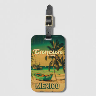 Etiqueta De Bagagem Cancun México Palm Tree Viagens vintage Souvenir