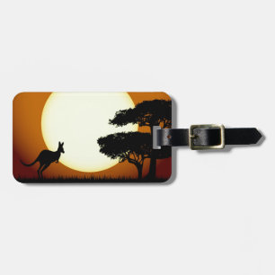 Etiqueta De Bagagem Canguru no Tag da bagagem do por do sol