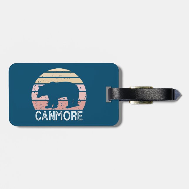 Etiqueta De Bagagem Canmore Alberta Retro Bear (Traseira Horizontal)