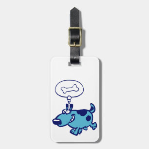 Etiqueta De Bagagem Cão azul dos desenhos animados que pensa do Tag d