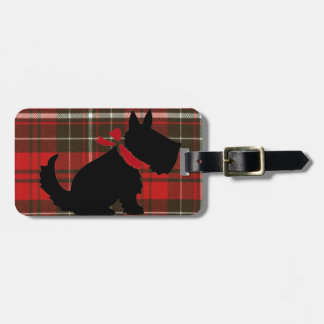 Etiqueta De Bagagem Cão bonito de Scotty & Tartan vermelho