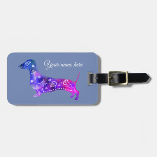 Etiqueta De Bagagem Cão da mandala, correia de couro do Tag da bagage