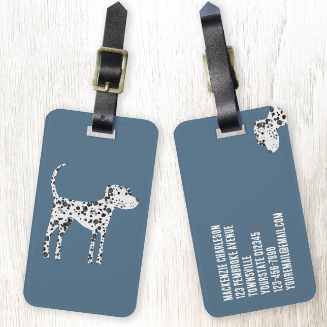 Etiqueta De Bagagem Cão Dalmático Divertido (Dalmatian dog personalized luggage tag)