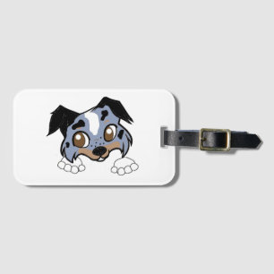 Etiqueta De Bagagem Cão de Pastoreio Shetland Blue Merle Tri Peeking C