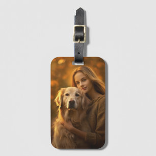 Etiqueta De Bagagem Cão de recuperação personalizado de ouro de gráfic
