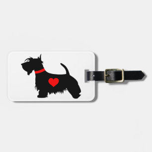 Etiqueta De Bagagem Cão do Scottie com o Tag da bagagem do coração