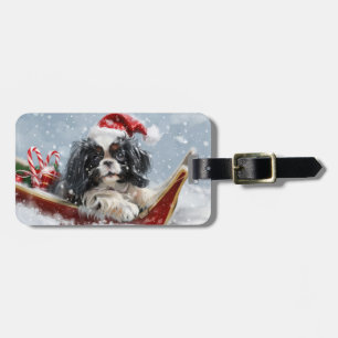 Etiqueta De Bagagem Cão Japonês Chin Natal Festivo