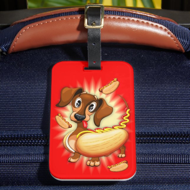 Etiqueta De Bagagem Cão Quente do Dachshund (Frente Insitu 2)