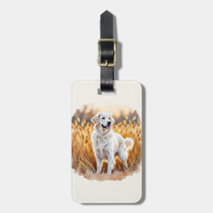 Etiqueta De Bagagem Cão Retriever Dourado Branco
