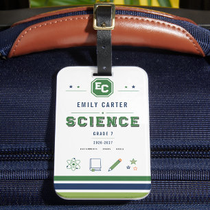 Etiqueta De Bagagem Capa Personalizada de Escola de Ciência Verde Mari