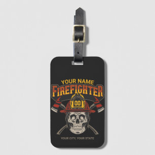 Etiqueta De Bagagem Capacete de Caveira Personalizado de Bombeiro Ax B