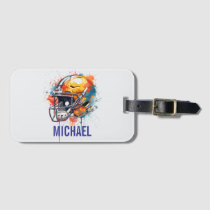 Etiqueta De Bagagem Capacete de Futebol Motivacional Inspirador Nome