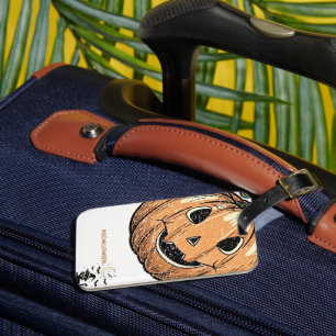 Etiqueta De Bagagem Capinha de iPhone “Meowloween” Gato Abóbora Vintag